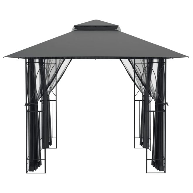 Gazebo with Sidewalls Anthracite Steel – 300x300x270 cm