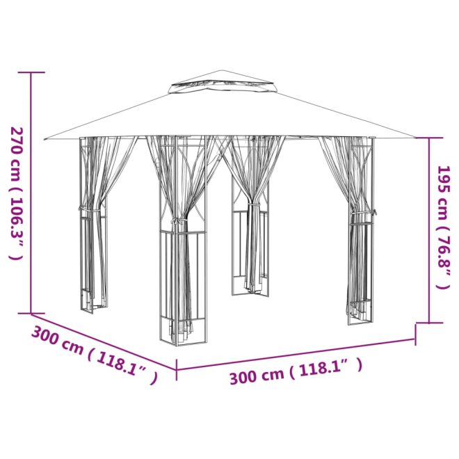 Gazebo with Sidewalls Anthracite Steel – 300x300x270 cm