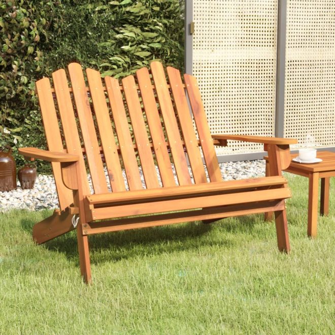 Adirondack Garden Bench 126 cm Solid Acacia Wood – Brown, Without Table