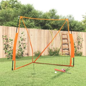 Portable Baseball Net Orange and Black 183x182x183cm Steel and Polyester