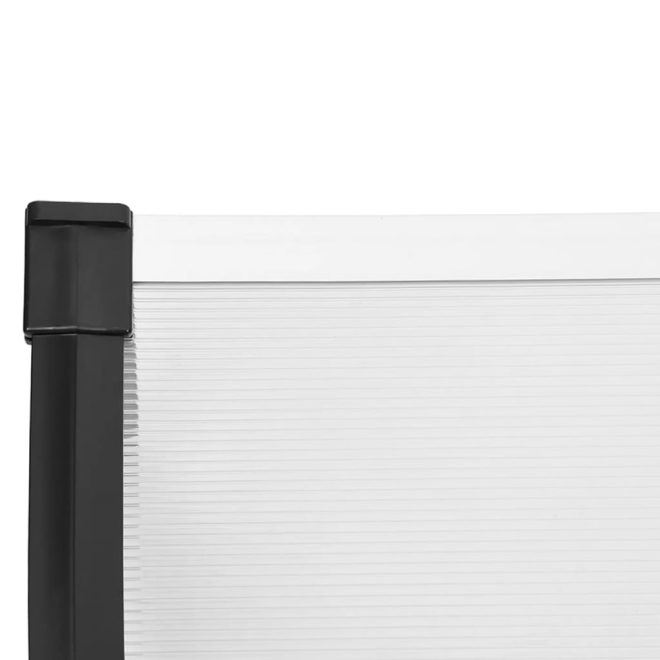 Door Canopy Black and Transparent Polycarbonate – 122×90 cm