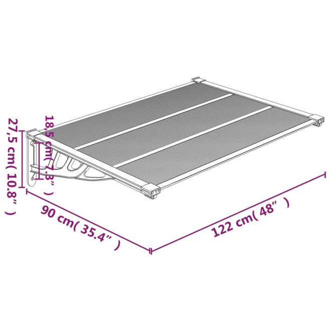 Door Canopy Black and Transparent Polycarbonate – 122×90 cm