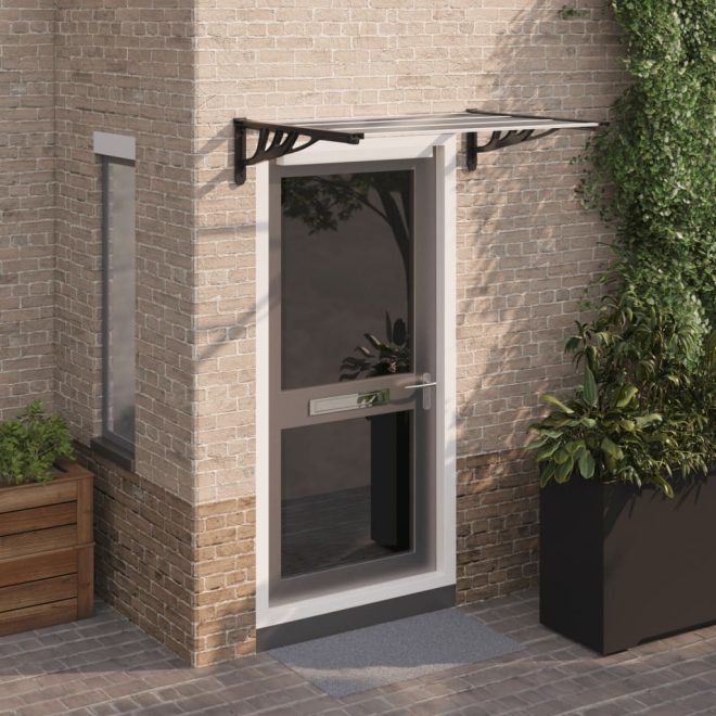 Door Canopy Black and Transparent Polycarbonate – 122×90 cm