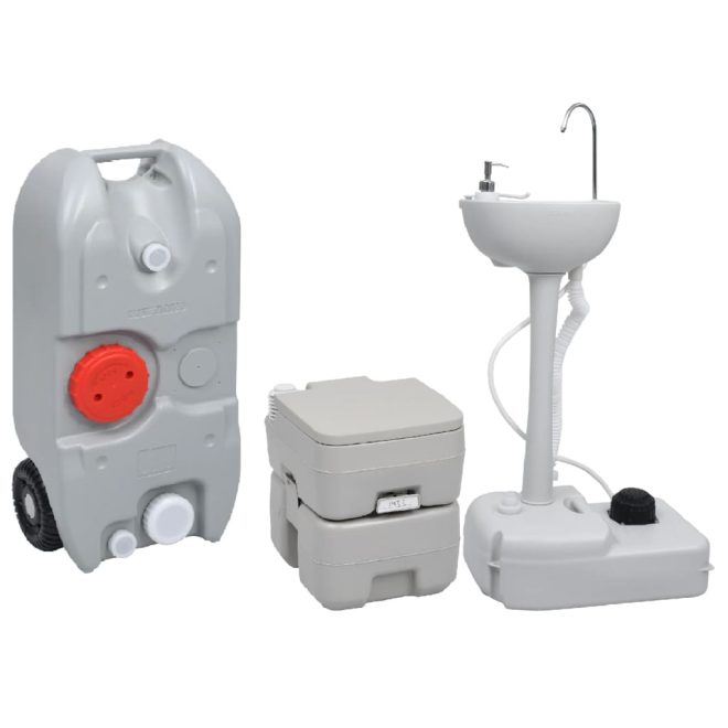 Portable Camping Toilet and Handwash Stand Set with Water Tank