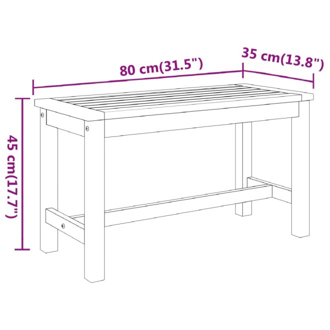 Garden Bench Solid Wood Acacia – 80x35x45 cm