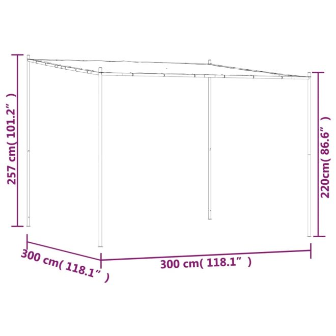 Gazebo 3×3 m 180 g/m² Fabric and Steel – White