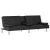 Sofa Bed with Cup Holders Faux Leather – Black