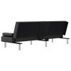 Sofa Bed with Cup Holders Faux Leather – Black