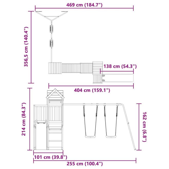 Outdoor Playset Solid Wood – Solid Pinewood