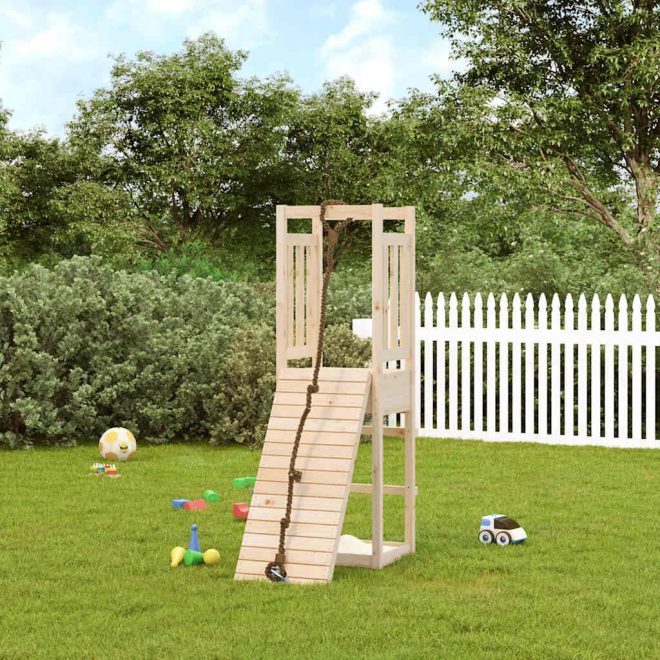 Playhouse with Climbing Wall Solid Wood – Solid Pinewood