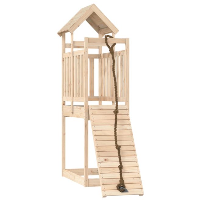 Playhouse with Climbing Wall Solid Wood – Solid Pinewood