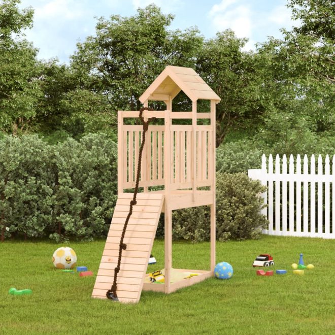 Playhouse with Climbing Wall Solid Wood – Solid Pinewood