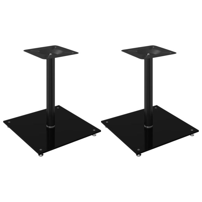 Speaker Stands 2 pcs Tempered Glass 1 Pillar Design – 40x40x46 cm, Black