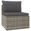 12 Piece Garden Lounge Set with Cushions Grey Poly Rattan