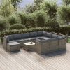 12 Piece Garden Lounge Set with Cushions Grey Poly Rattan