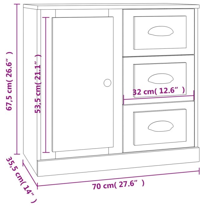 Sideboard 70×35.5×67.5 cm Engineered Wood – White