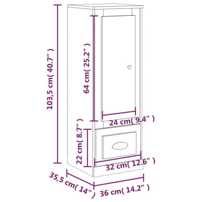 Highboard 36×35.5×103.5 cm Engineered Wood – White