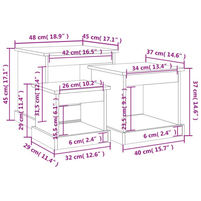 Nesting Tables 3 pcs Engineered Wood – White