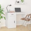 Desk with Cabinet Engineered Wood – White