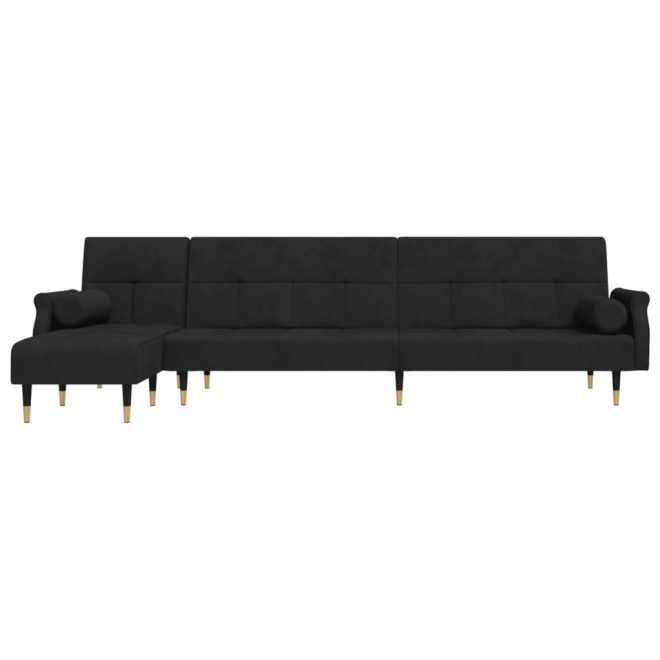 L-shaped Sofa Bed Black 271x140x70 cm Velvet