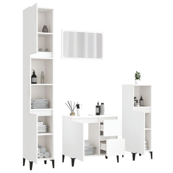 4 Piece Bathroom Furniture Set Engineered Wood – White