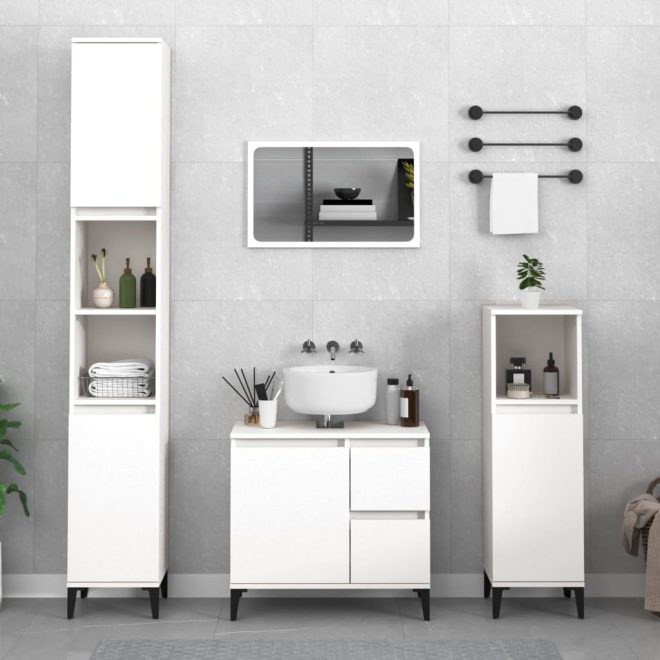 4 Piece Bathroom Furniture Set Engineered Wood – White