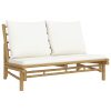 Garden Bench with Cushions Bamboo – Cream, Bench