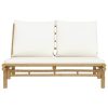 Garden Bench with Cushions Bamboo – Cream, Bench