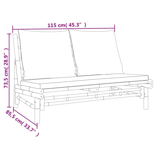 Garden Bench with Cushions Bamboo – Cream, Bench