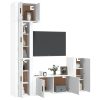 5 Piece TV Cabinet Set Engineered Wood – White