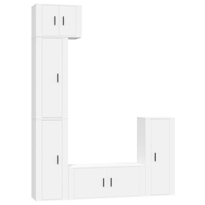 5 Piece TV Cabinet Set Engineered Wood – White