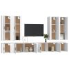 8 Piece TV Cabinet Set Engineered Wood – White