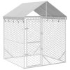 Outdoor Dog Kennel with Roof Silver 2x2x2.5 m Galvanised Steel