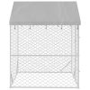 Outdoor Dog Kennel with Roof Silver 2x2x2.5 m Galvanised Steel