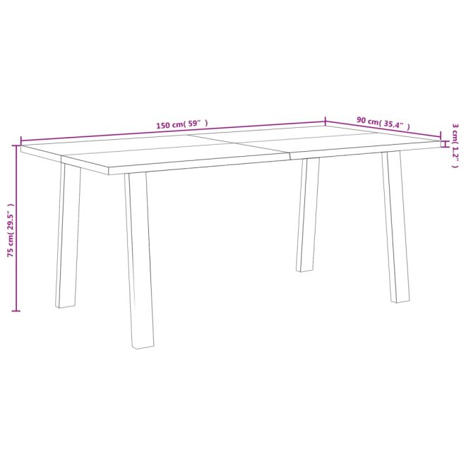 Dining Table Solid Wood Acacia – 150x90x75 cm