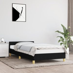 Bed Frame Black 107×203 cm King Single Size Fabric