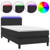 Box Spring Bed with Mattress & LED Black 100x200cm Faux Leather – Plain Design