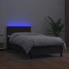 Box Spring Bed with Mattress & LED Black 100x200cm Faux Leather – Plain Design