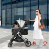 4 Wheels Pet Stroller Dog Cat Pram Carrier Travel Foldable Aluminium 50kg