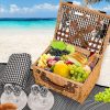 4 Person Picnic Basket Baskets Set Outdoor Blanket Deluxe Wicker Gift Storage