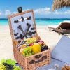 2 Person Picnic Basket Wicker Baskets Set Insulated Outdoor Blanket Gift Storage