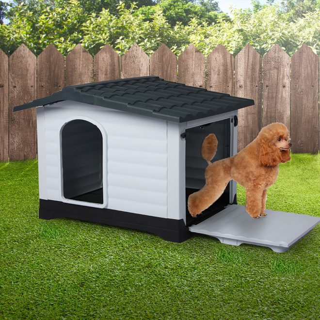 Dog Kennel Outdoor Indoor Pet Plastic Garden Large House Weatherproof Outside – 68.9 x 91.4 x 66 cm