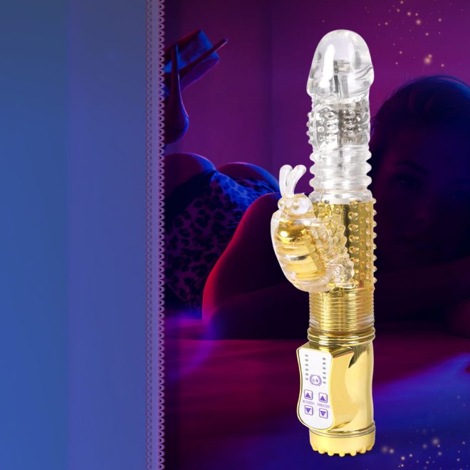 Rabbit Vibrator Dildo G-spot Multispeed Wand Massager Adult Female Sex Toy Gold