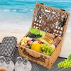 4 Person Picnic Basket Baskets Set Outdoor Blanket Deluxe Wicker Gift Storage