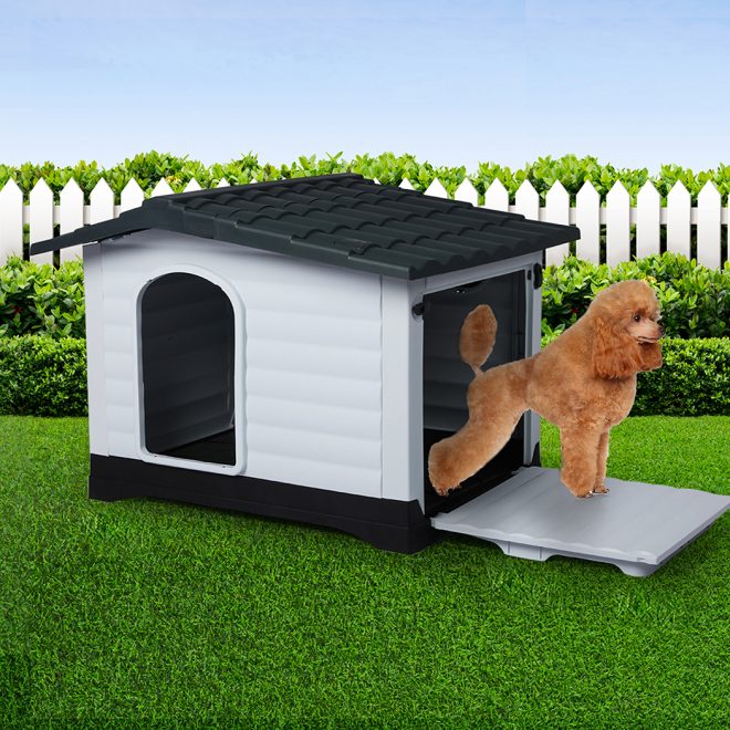 Dog Kennel Outdoor Indoor Pet Plastic Garden Large House Weatherproof Outside – 68.9 x 91.4 x 66 cm