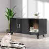 Enclosed Hooded Cat Litter Box Furniture Scratch Board Side Table – Black