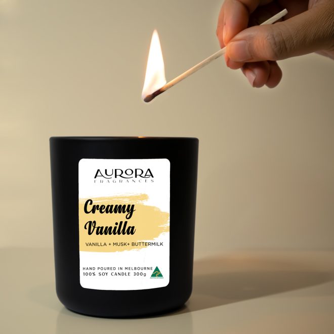 Aurora Soy Candle Australian Made 300g – Creamy Vanilla