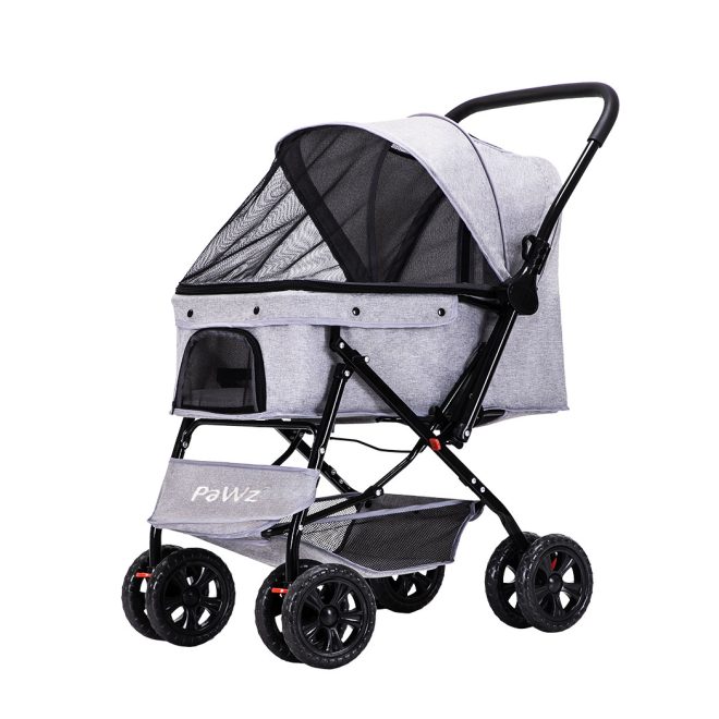 Pet Stroller Pram Dog Carrier Trailer Strollers 4 Wheels Foldable Large