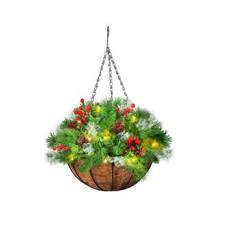 Christmas Hanging Basket Ornaments LED Lights Home Garden Porch Decor