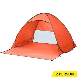 Pop Up Beach Tent Caming Portable Shelter Shade Tents Fish – Orange, 2 Person